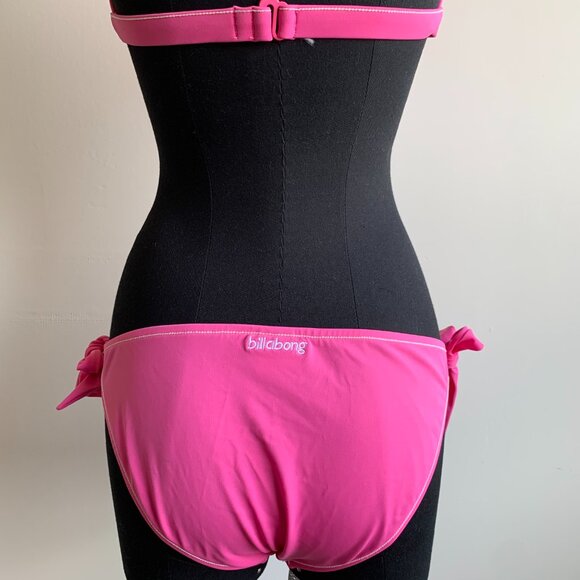 Billabong BLUE CRUSH era Vintage bikini solid pink halter top set RARE - Picture 7 of 8